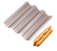 Mimdixy Moule à perforé antiadhésif pour la cuisson du pain français, en acier au carbone, 3 vagues, moule à pain, grille-pain au four pour levain, 10,6 x 9,4 x 1,0 pouces