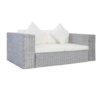 Mimdixy Petit canapé pour enfant, canapé 2 places avec coussin, gris, rotin naturel