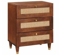 Mimdixy Petite table de chevet étroite - Table de chevet - Marron - 50 x 33 x 60 cm - En bois massif de mangue - Pour chambre à coucher, salon