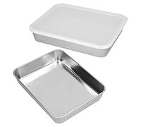 Mimdixy Plat de cuisson en acier inoxydable avec couvercle, boîte de stockage des aliments, plateau de cuisson (Petit 12,5x9,5x4,5CM)