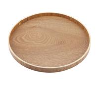Mimdixy Plateau de service rond en bois, assiette à salade pain aux fruits, plateau comptoir cuisine en bois, servant du fromage, des collations, bougeoir, décoration d'intérieur pour (30 cm)