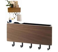 Mimdixy Porte-clés décoratif mural pour sacs, manteaux, parapluie, porte-clés avec 5 crochets pour mur avec étagère et organiseur de courrier pour décoration de salon (Noyer)