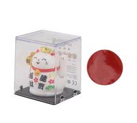 Mimdixy Small Lucky Cat Ornament Household Lovely Chinese Cats Solar Panel Sensing Lucky Fortune Cat Figurine for Table Shelf 2 inch (White)