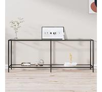 Mimdixy Table d'appoint pour bar à café, console transparente, 200 x 35 x 75,5 cm, verre trempé