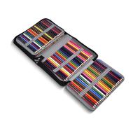 Mimdixy Trousse à Crayons en Cuir PU pour Crayons de Couleur, Porte-Crayons à 150 Fentes avec poignée, Grande pour stylos Aquarelle ou marqueurs (Noire)