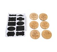 MIMEITOPA Lot de 6 couvercles en Bambou pour Pots de Yaourt avec Joint en Silicone, couvercles réutilisables avec étiquettes et Stylo pour Tableau Blanc, matériau Naturel Facile à