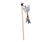 MIMEITOPA pour Les Jouets interactifs de Chat, bâton de Chat drôle de Pole en Bois, Jolie Cartoon de Souris en Peluche, vocalise des Jouets en Plumes avec des Cloches, Un Design (Gris)