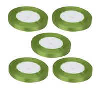 MIMEITOPA pour ruban artisanal en satin, polyvalent pour emballage, décoration de mariage, accessoires pour cheveux, 10 mm x 22 m, 5 rouleaux (95# vert militaire)