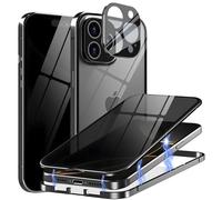 MIMGOAL Coque de protection anti-espion pour iPhone 16 Pro, magnétique, à 360 °, avec brise-vue, protection de l'appareil photo, en verre trempé, anti-peep - Noir
