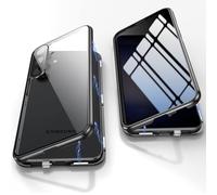 MIMGOAL Coque de protection complète pour Samsung Galaxy A56 5G - Magnétique - Corps complet à 360 ° - Avant arrière en verre trempé - Avec pare-chocs en métal - Transparent - Noir