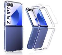 MIMGOAL Coque pour Samsung Galaxy Z Flip 7 [Slim Fit] Coque Rigide Transparente en Polycarbonate, [Anti-Jaune] Coque Antichoc avec Protection d'écran en Verre trempé Z Flip7 5G 2025 - Transparente