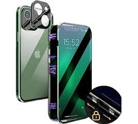 MIMGOAL Funda Magnética de Doble Cara Para iPhone 13 Carcasa Protección de 360 Grados [Cristal Templado Case] Con Protector de Pantalla Incorporado y Protector de Lentes de Cámara Vert