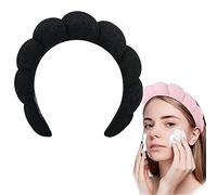 Mimi and Co Bandeau spa pour femme - Bandeau en tissu éponge et éponge pour soins de la peau, maquillage, matériau doux et absorbant, accessoires pour cheveux (noir)