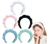 Mimi and Co Spa Headband for Women - Sponge & Terry Towel Cloth Fabric Head Band for Skincare, Makeup Headband Puffy Spa Headband for Skincare, Face Washing, Shower (Black)