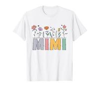 Mimi Fleurs Sauvages dessinées à la Main Motif Grand-mère T-Shirt