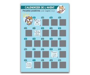 MIMI GRANDIT Calendrier de l’Avent à Gratter Garçon - 24 Pensées Positives et Messages Bienveillants - Confiance en Soi, Estime de Soi et Développement Personnel Enfant - Cadeau Noël Garçon