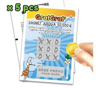 MIMI GRANDIT - Cartes à Gratter Annonce Grossesse MARS - Lot de 5 Tickets Surprise Bébé à Venir - Révélation Grossesse Originale - Idée Cadeau Famille