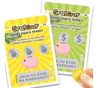 MIMI GRANDIT Demande parrain, marraine, jeu de grattage, idée cadeau originale carte à gratter futur parrain, future marraine (carte marraine + carte parrain GratCochon)