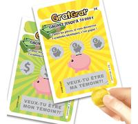 MIMI GRANDIT Demande Témoin Mariage, Témoin de la Mariée et du Marié - Carte à Gratter Veux-tu être mon témoin ? - Lot de 2 Cartes (1 MON + 1 MA témoin)