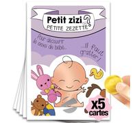 MIMI GRANDIT Fille ou garçon, carte à gratter annonce originale sexe de bébé, jeu de grattage fun et décalé (5 cartes FILLE)