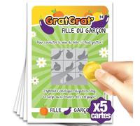 MIMI GRANDIT Lot de 5 Cartes à Gratter Annonce Sexe Bébé (C’est un Garçon !) - Jeu du Morpion Rigolo - Révélation Aubergines - Ticket de Grattage Réaliste