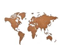 MiMi Innovations Carte du Monde Murale DIY | Décoration Murale | Carte en Bois HDF à Assembler | 48 Pins Colorés & 25 Îles Incluses | Installation Facile | Taille 130 x 78 cm (Marron)