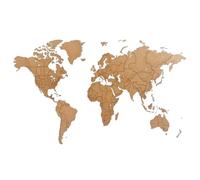 MiMi Innovations Carte du Monde Murale en Bois | Décoration Murale | Puzzle DIY FSC en Bois HDF Marron | Tracker de Voyage avec 96 Pins Colorés | Facile à Installer | 150 x 90 cm