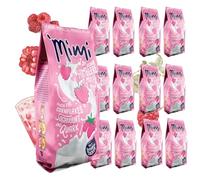 Mimi Milmix Yaourt Framboise Boisson en poudre 12 x 400 g - Pack de conservation - Poudre de boisson soluble au lait avec goût fraise - Soluble au chaud et au froid Idéal pour les loisirs, le bureau,