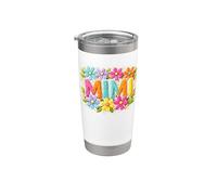 Mimi Motif floral coloré avec nom de grand-mère Gobelet isotherme en acier inoxydable double paroi