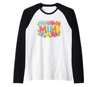 Mimi Motif Floral coloré avec nom de Grand-mère Manche Raglan