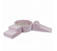 Mimii Aire de jeux en mousse avec piscine à balles Velvet Soft Rose clair (200 balles : transparent/perle/opale) - Grands blocs de construction pour grimper et escalader - Blocs de jeu souples pour