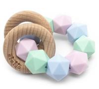 Mimijo Dentier et hochet en silicone 2en1 Penelope - pastel
