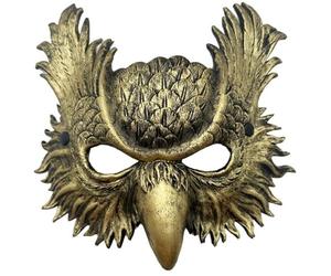 MIMIKRY Demi-masque hibou fantomatique méchant hibou oiseau Masque de bal masqué Hibou Masque Commedia dell'arte Halloween Couleur : doré