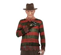MIMIKRY Freddy Krueger Ensemble de 3 pièces avec t-shirt et gant à lames Fedora, chapeau A Cauchemare sur Elmstreet Horreur Halloween Tueur