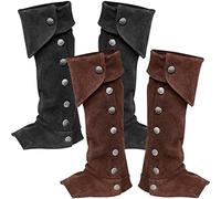 MIMIKRY Jambières pour homme, aspect daim, guêtres, jambières, chevaliers, pirate, steampunk, médiéval, marron, taille unique