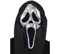 MIMIKRY Masque original Ghost Face Scream - Argent chromé métallisé - Film d'horreur d'Halloween