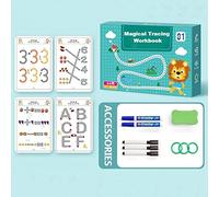 MIMIMACHI Magical Tracing Workbook Set,Magic for Kids,Calligraphy Book Kids,Reusable Writing Practice Preschoolers And Kindergarten Kids (64 Pages)