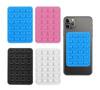 MIMIROOM 4 Pièces Ventouse TéLéPhone Portable Auto-AdhéSifs, Support de TéLéPhone à Ventouse en Silicone, pour Toutes Surfaces Lisses (Noir + Blanc + Bleu + Rose)