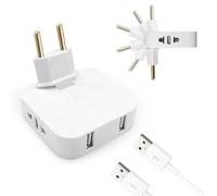 MIMIROOM Prise Plate Derriere Meuble, Plaques Murales à 2 Prises et 2 USB avec TêTe Rotative à 180°, Adaptateur Mural Plat (16A, 250V) pour L'Utilisation de Prises dans des Espaces Restreints