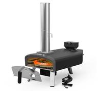 Mimiuo Four a Pizza Pellet avec Système de Rotation Automatique, Fours à Pizza Extérieurs avec 33cm Pierre à Pizza, Portable Four à Pizza Bois pour Jardin Camping, Noir