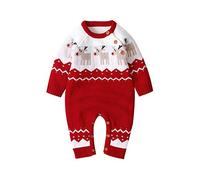 mimixiong bébé Pull de Noël Barboteuse tricoté Renne Jumpsuit Tenues
