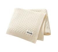 mimixiong Couverture pour bébé 100 % coton tricoté cellulaire pour garçon et fille (blanc layette)