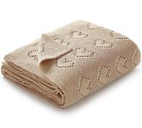 mimixiong Couvertures pour bébé en Tricot Doux 100% Coton, 100 x 80 cm (Beige)