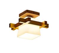 MIMMIC Plafond Moderne Simple Personnalité Carré Creative Creative Stare Solide Wood Allele Lights Porche Chaud Petit Balcon Plafonnier Lampe à Bois Massif Tatami Japonais DIRIGÉ Plafonnier Durable