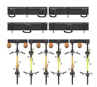 Mimoke Support Mural pour Vélo Verticaux Réglables Suspension Murale pour Vélo pour E-Bike, MTB et Vélo de Course | Support Mural pour Vélos et Crochets pour Casque (pour 6 Vélos 4 Rails)