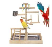 Mimoqk Aire de jeux pour perruches à l'intérieur de la cage | Perchoir à oiseaux pour cage, conure en bois naturel, perruche, inséparable