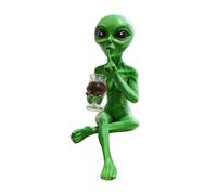 Mimoqk Alien Statue Decor, Resin Space Figurine, Funny Wine Glass Home Ornament Sculpture System, Quirky Sci FI Display Art Piece Kit, for Holiday Birthday Home Room Desk Desktop Gardens Outdoor Use