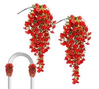 Mimoqk Artificial Flower Vines, UV Resistant Faux, 90g Outdoor Decorative Greenery Hanging Garden Wall Decor, for Yard Balcony Garden Home Indoor Birthday Wedding Party Decoration Use