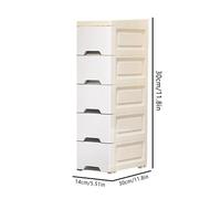 Mimoqk Bathroom Cabinet, Storage Organizer, Slim 5-Tier Drawer Shelf with Casters Apartment Kitchen Hotel, Compact Vertical Cabinet for Rental Home Business Use, 5.51x11.81x31.5 inches