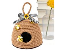 Mimoqk Bee Hive Decor, Aesthetic Rope Ornament, Honey Bee Figure with Tiered Design, Tray Decoration with Cute Accents, Home Table Accessory, Bees Tiered Decor for Seasonal Display